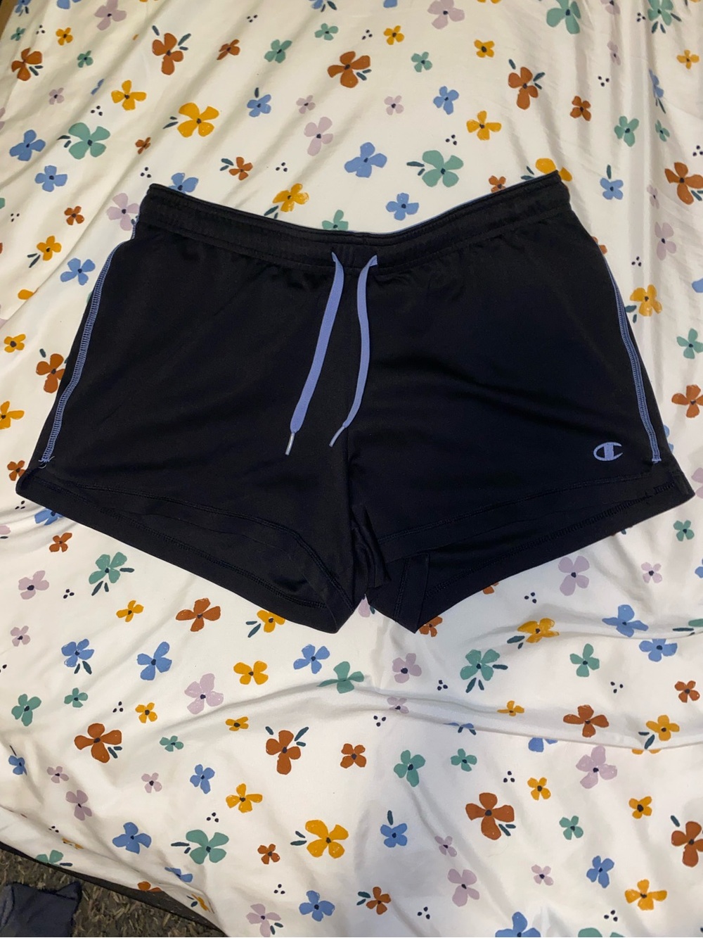 [FWP] Champion black athletic shorts with light purple / blue detailing